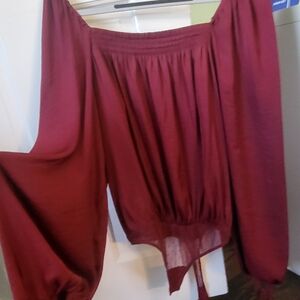 Burgundy Off-Shoulder Blouse